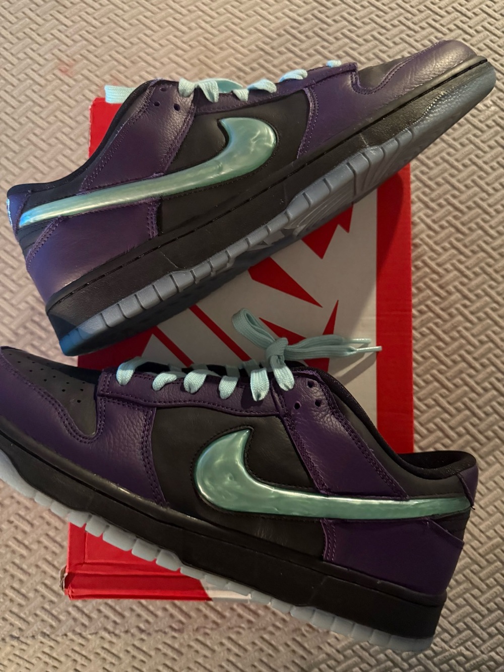 Nike Dunk Low LTD Wizard — Purple with Mint Green Swoosh